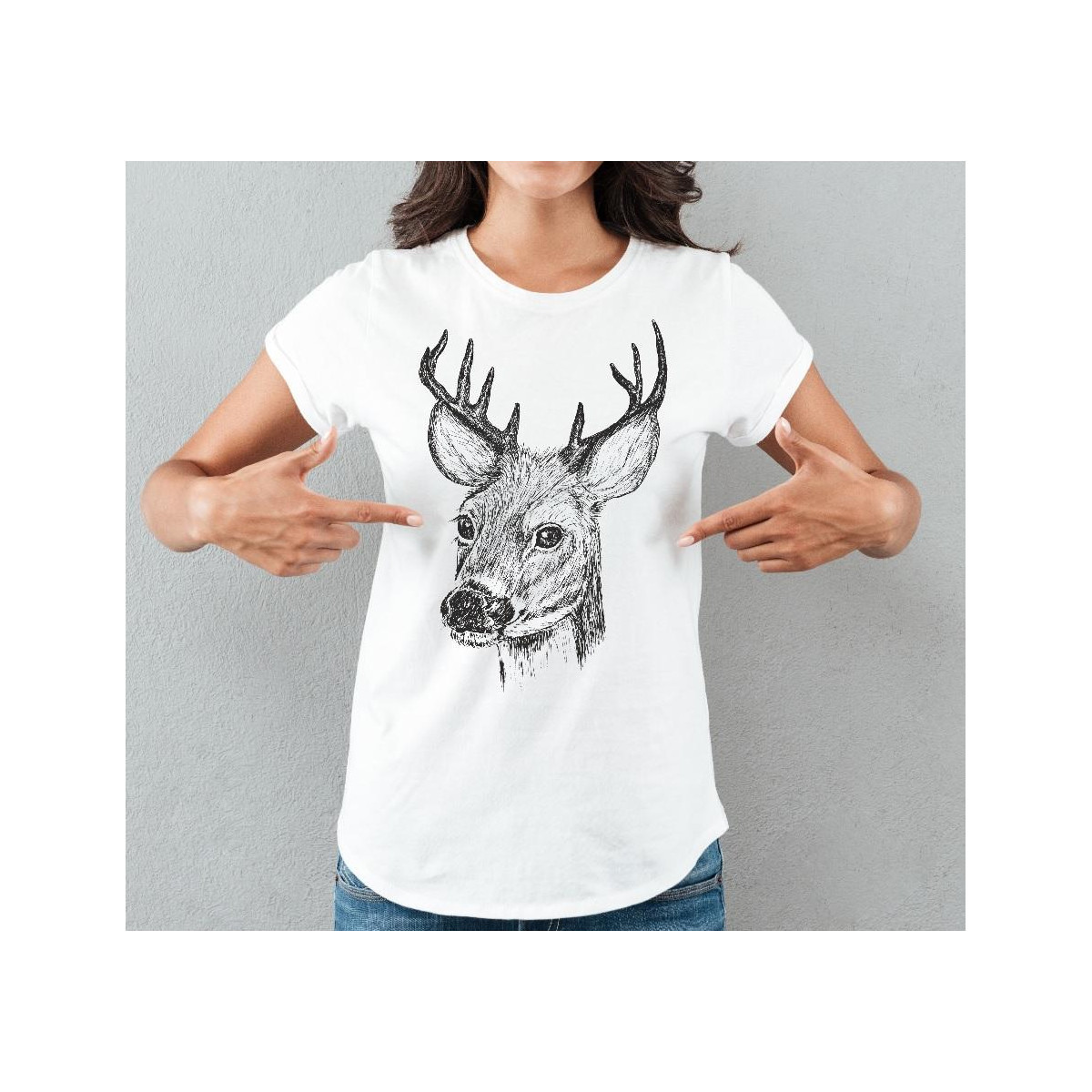 T-shirt lady slim DTG  Mk deer 2