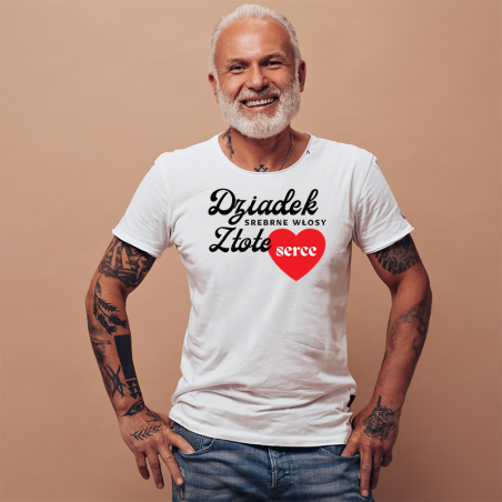 T-shirt Oversize | Dziadek srebrne włosy złote serce