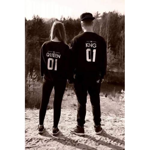 Bluza z kapturem DLA PAR 2 SZT QUEEN 01 & KING 01 GOLD